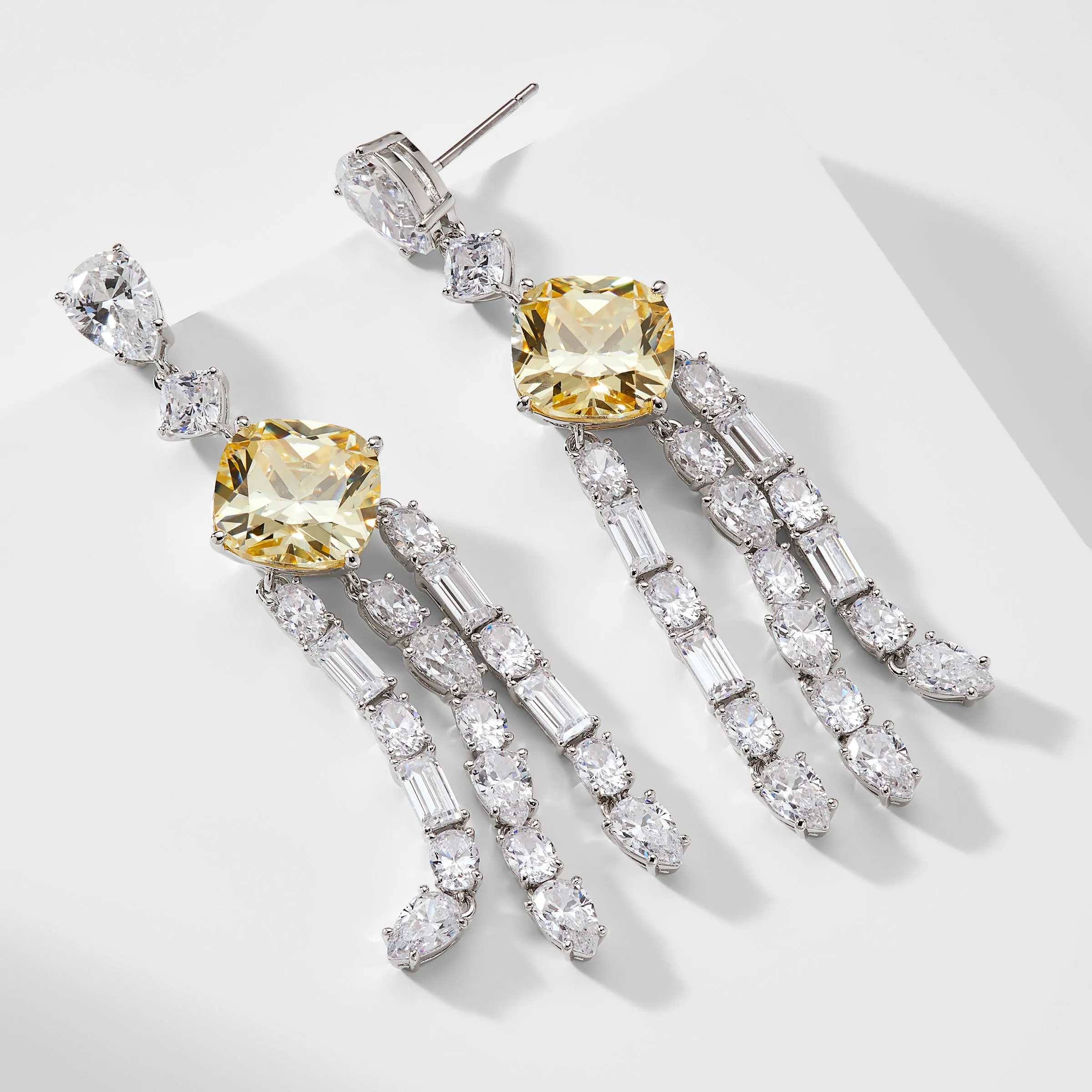 SOLEIL YELLOW CZ CHANDELIER EARRINGS