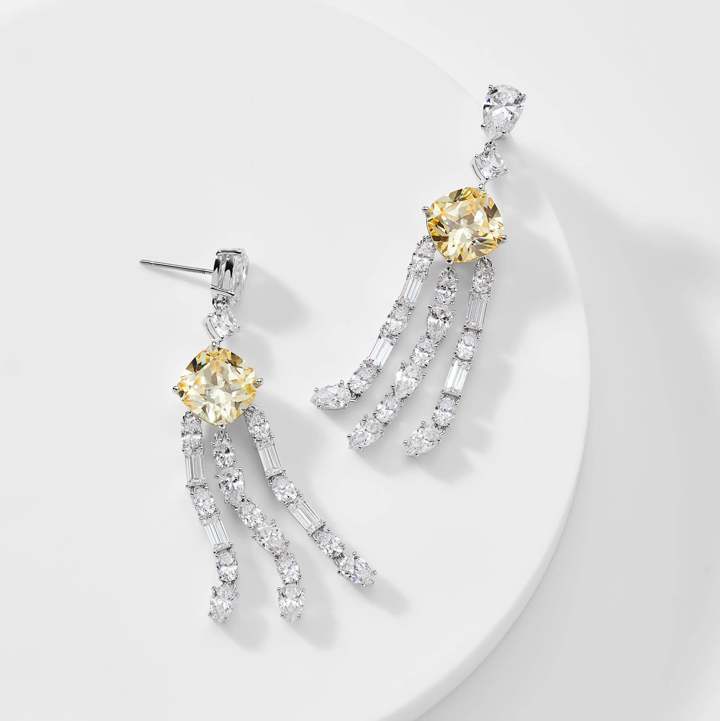 SOLEIL YELLOW CZ CHANDELIER EARRINGS