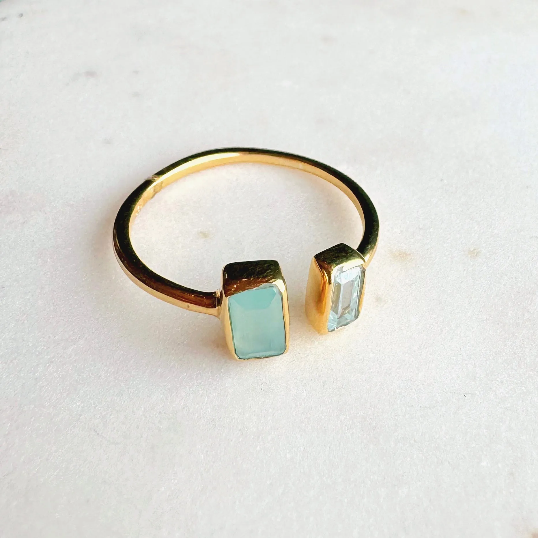 Split Stones Semi-Precious Vermeil Ring