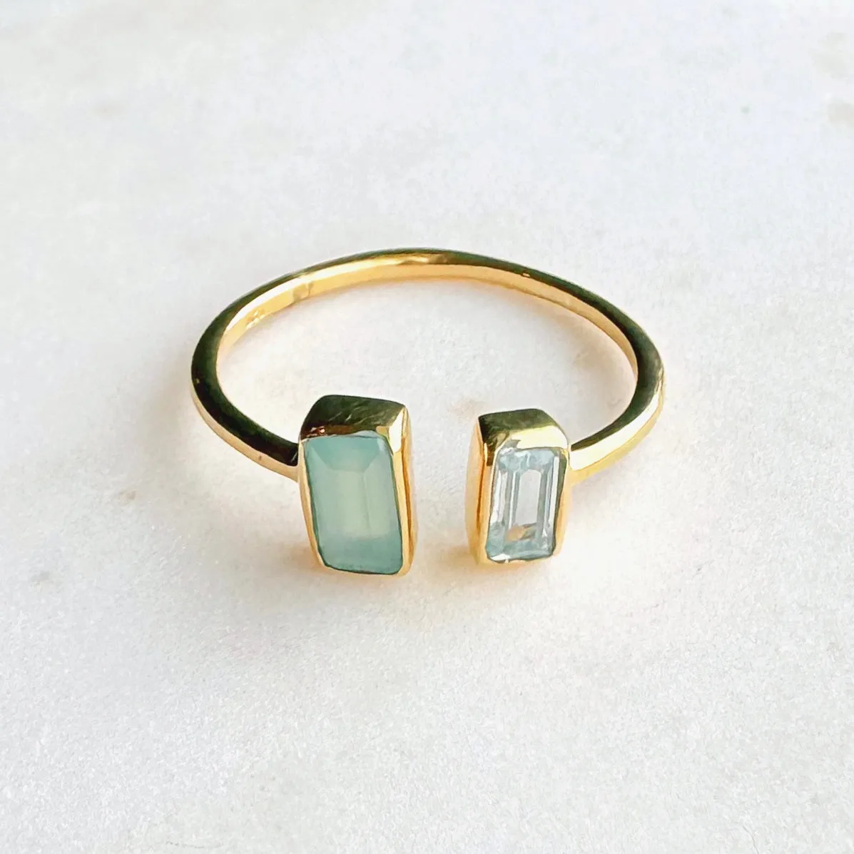 Split Stones Semi-Precious Vermeil Ring