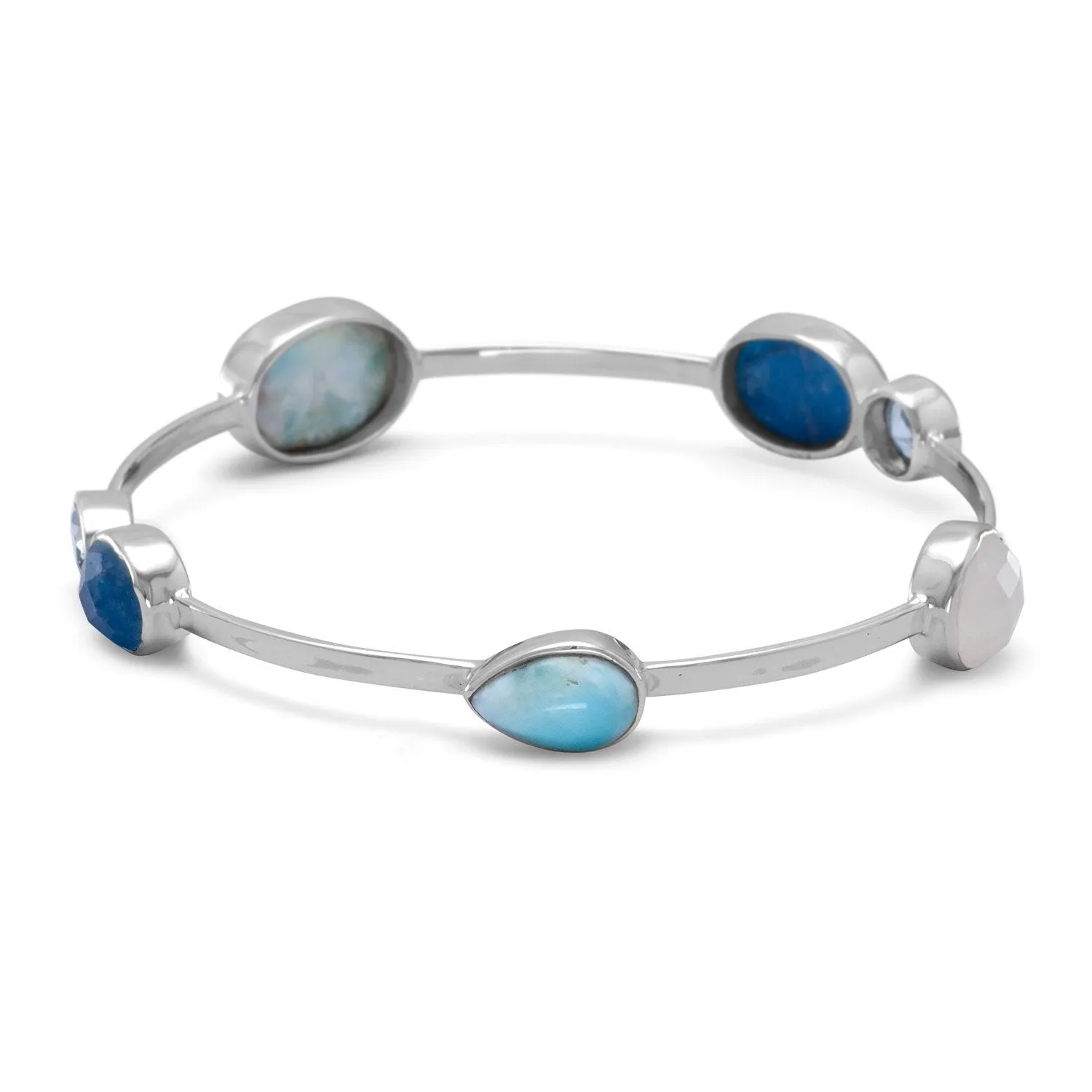 Stackable Multistone Sterling Silver Bangle