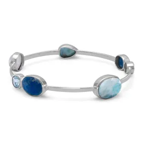 Stackable Multistone Sterling Silver Bangle