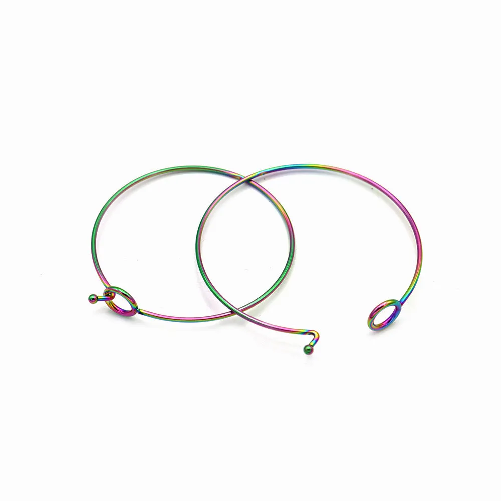 Stainless Steel Hook Bangle - 60mm - 1.7mm Thick - Choose Your Quantity & Color!