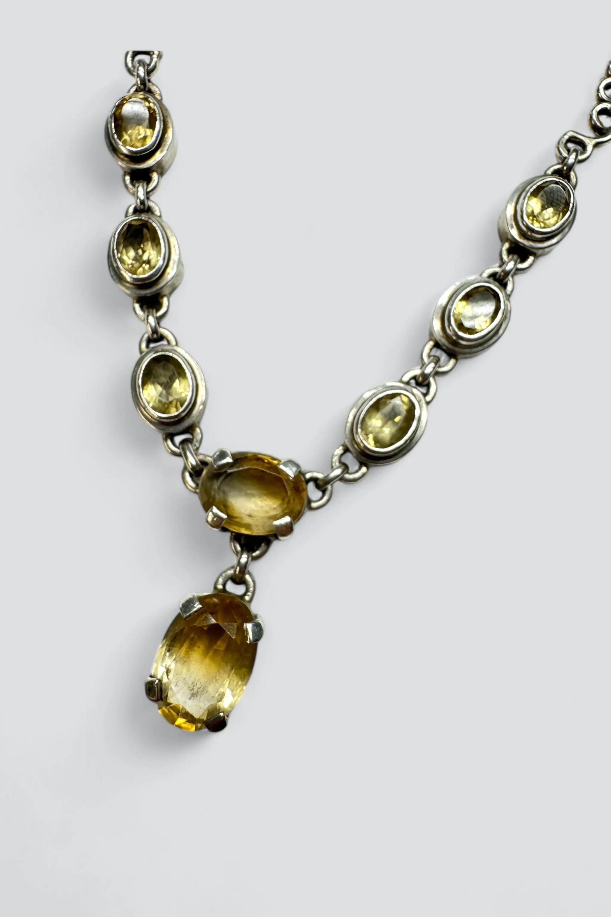 Sterling Silver Citrine Loopy Chain Necklace