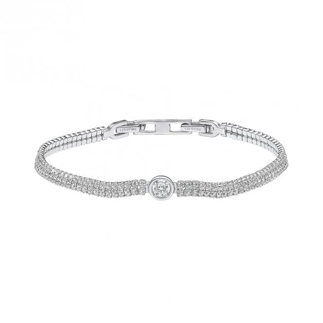 Sterling Silver Clear Cubic Zirconia Bracelet B5476