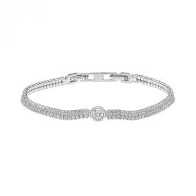 Sterling Silver Clear Cubic Zirconia Bracelet B5476