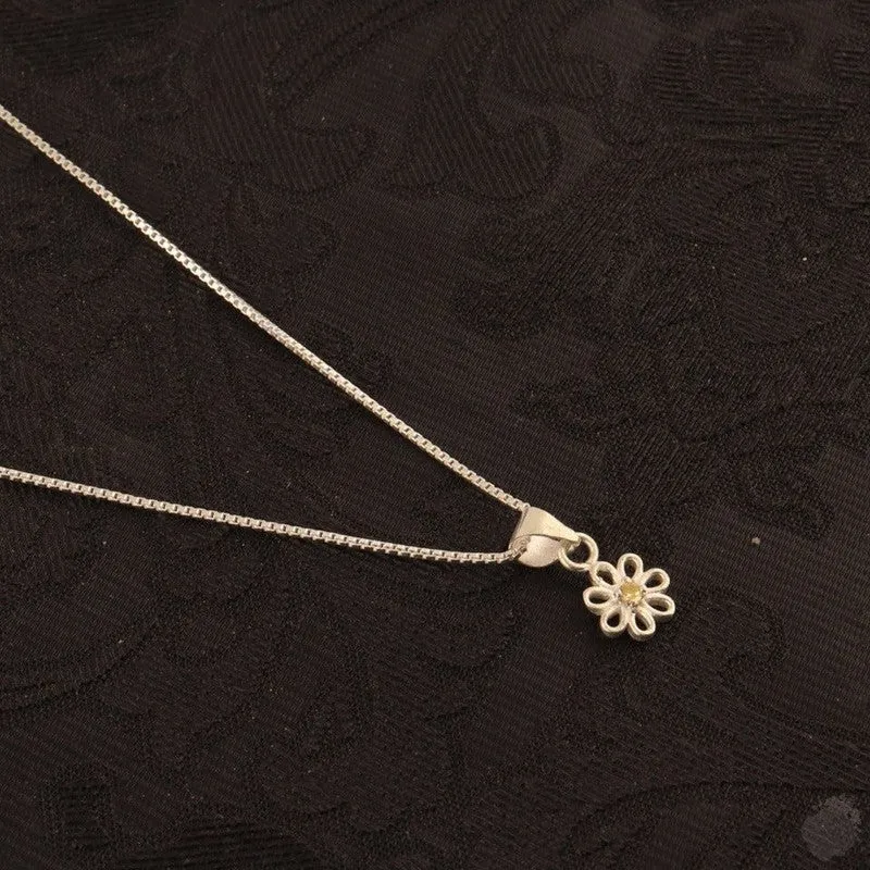 Sterling Silver Daisy Citrine Gem Pendant