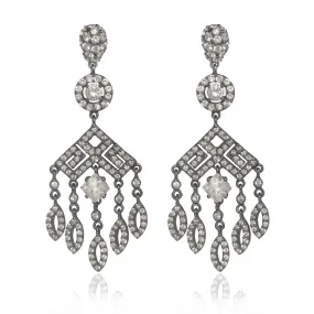 Sterling Silver Hematite Chandelier CZ Drop Earring