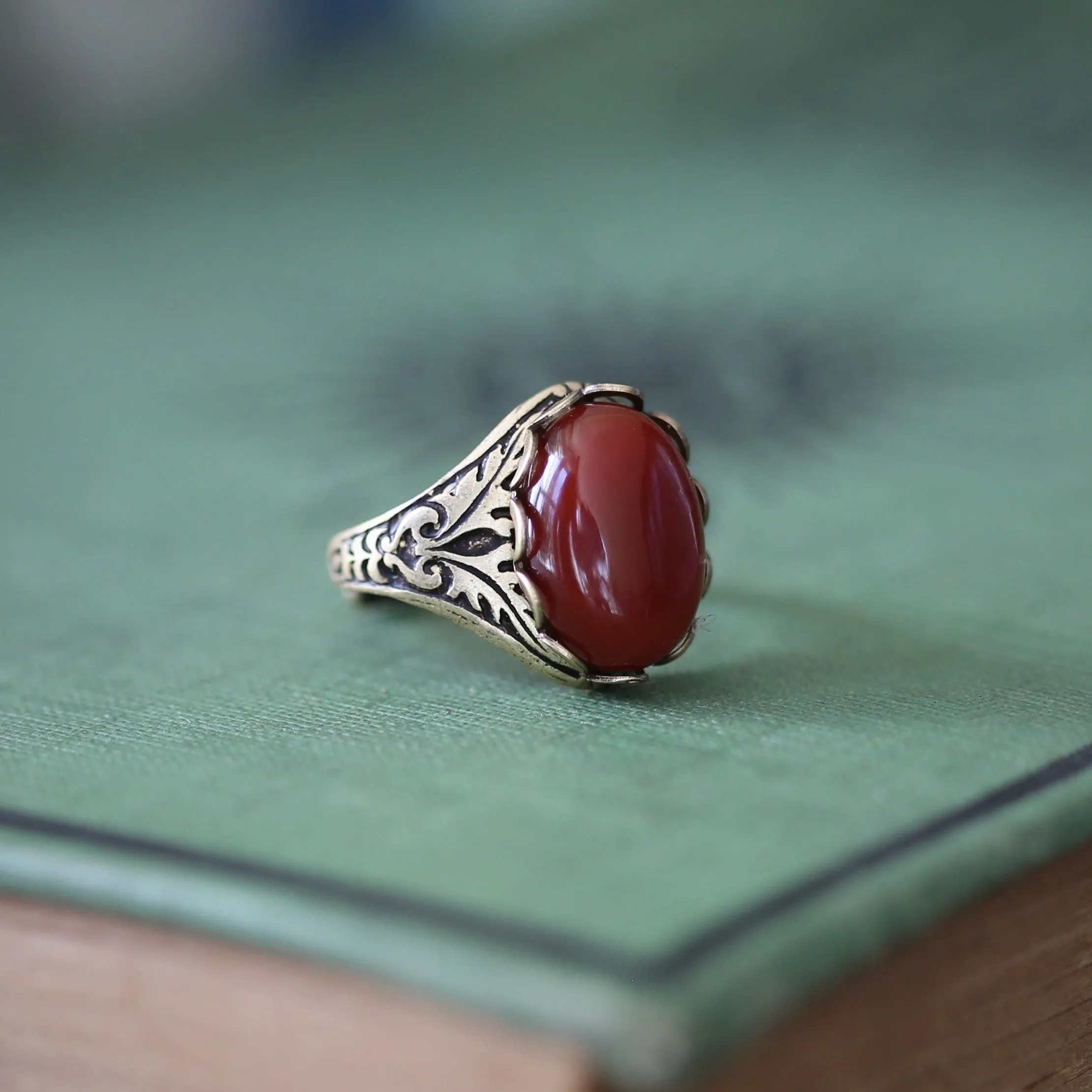 Stone Ring - Tigereye, Goldstone, Carnelian or Leopardskin Jasper