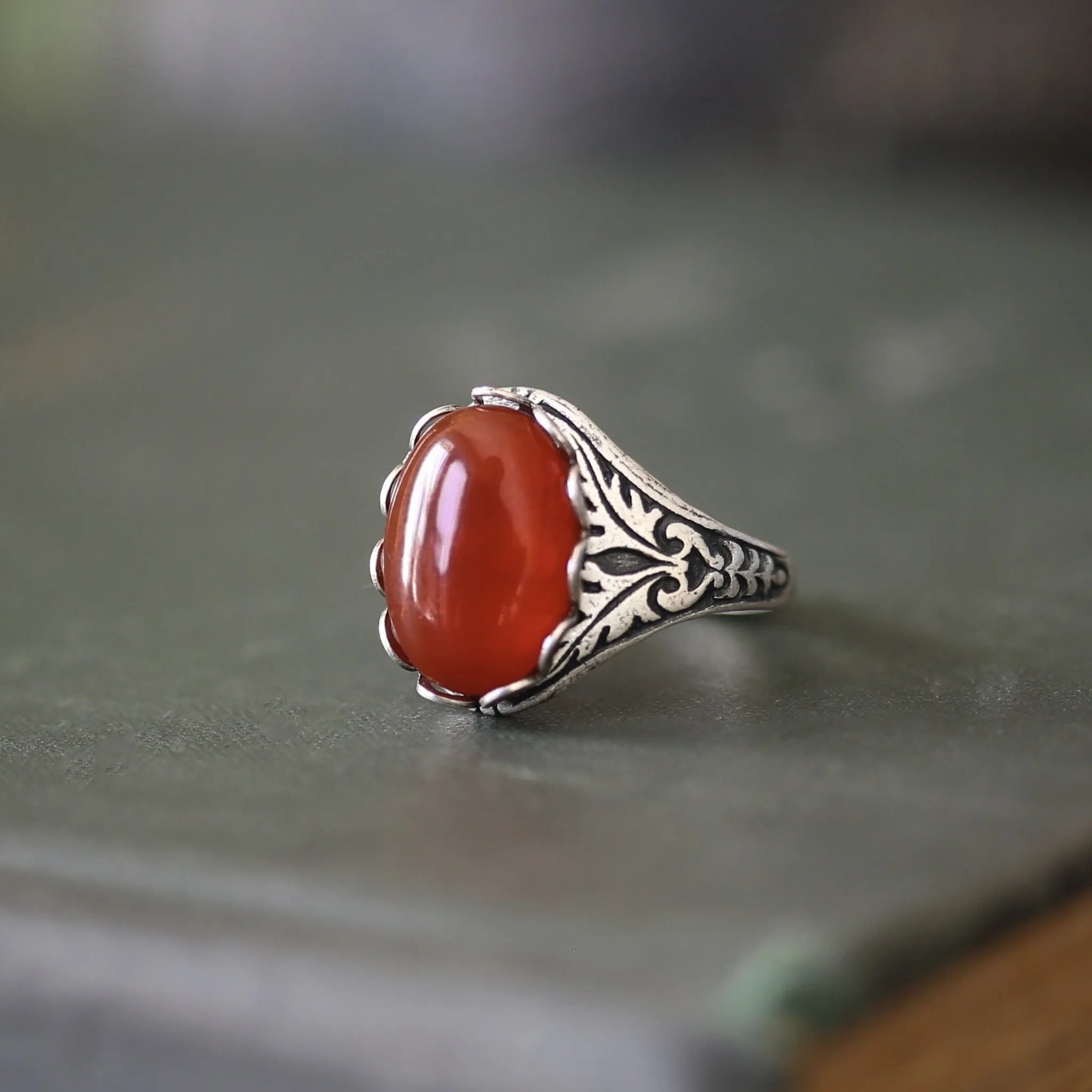 Stone Ring - Tigereye, Goldstone, Carnelian or Leopardskin Jasper