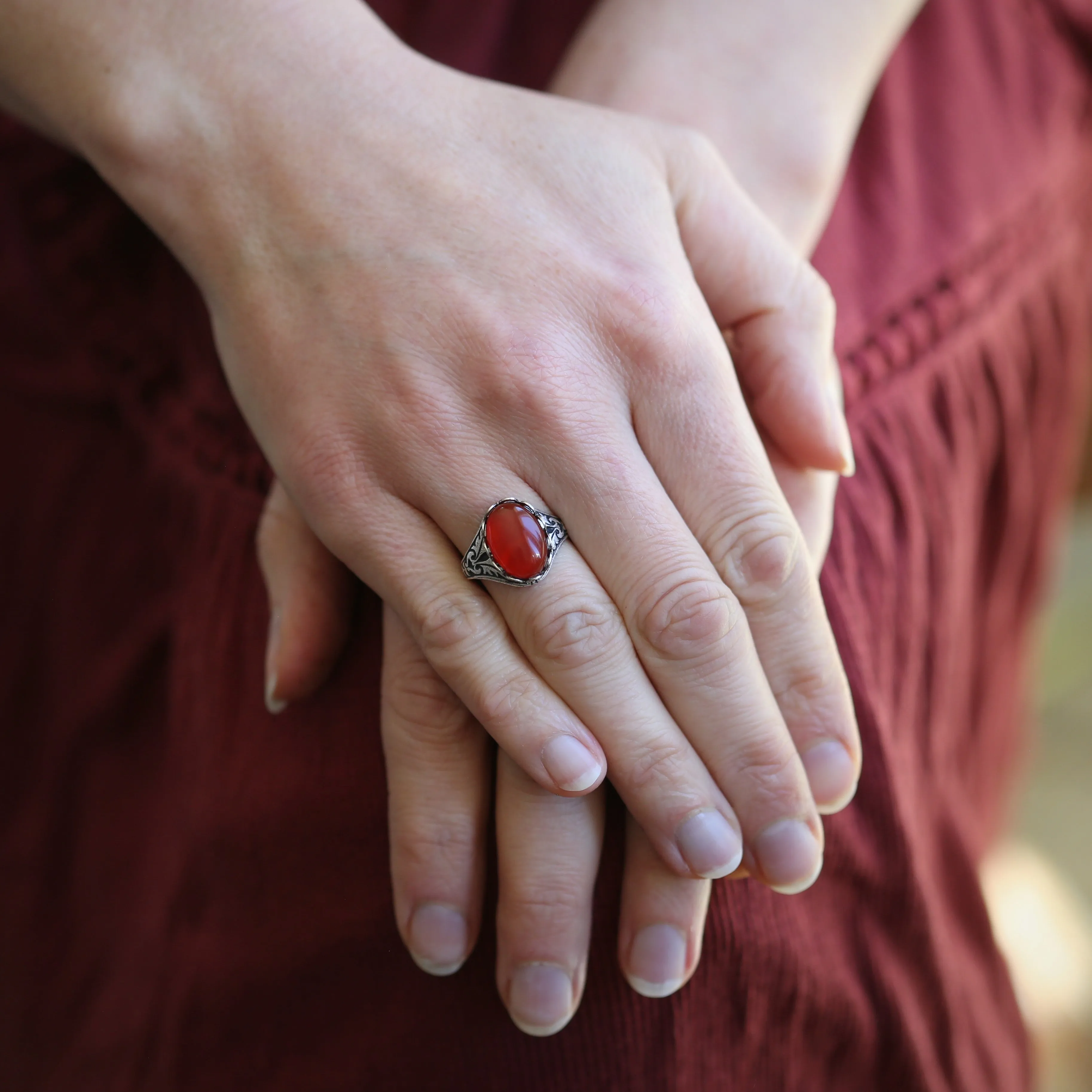 Stone Ring - Tigereye, Goldstone, Carnelian or Leopardskin Jasper