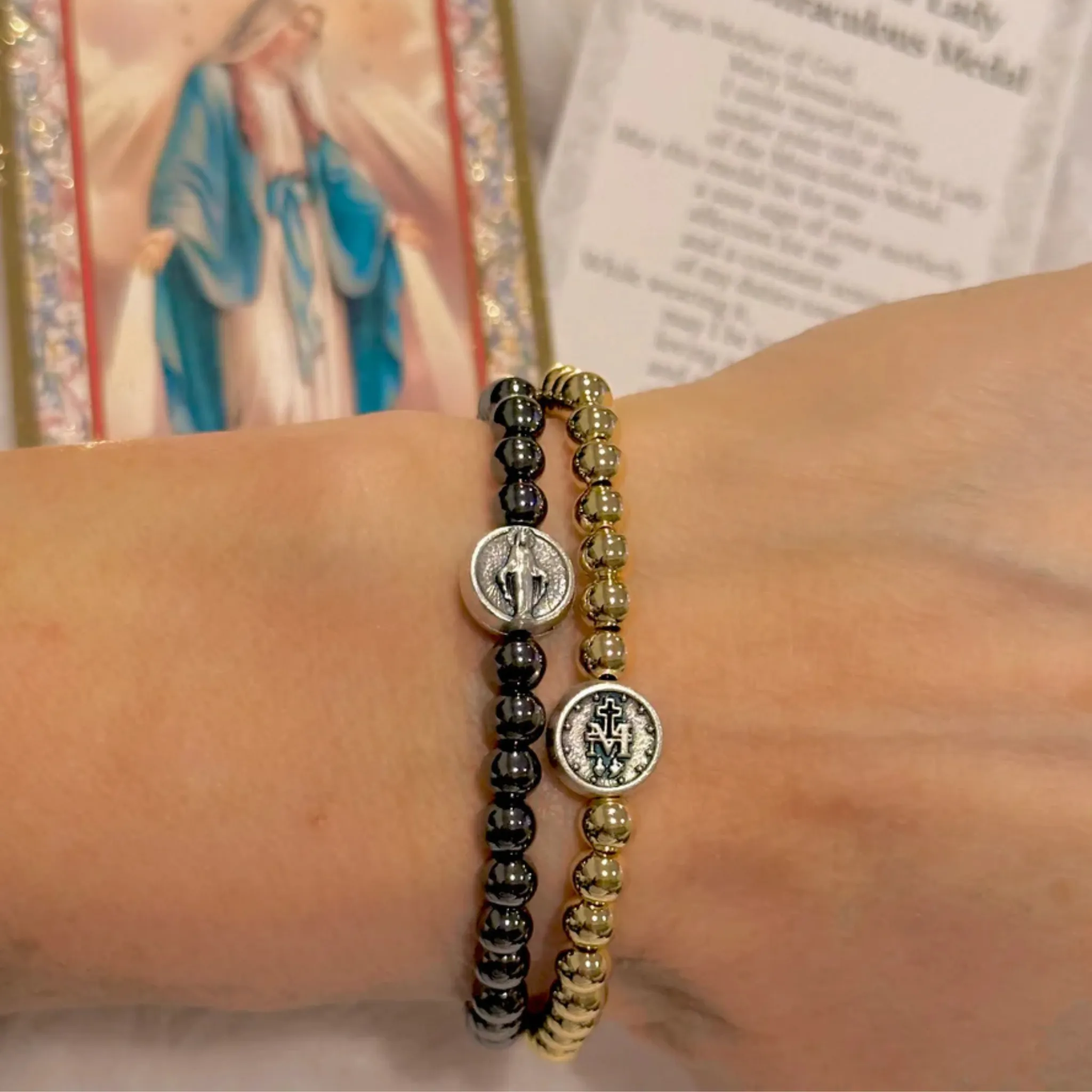 Subliminal Blessed Mother Miraculous Beaded Bracelet