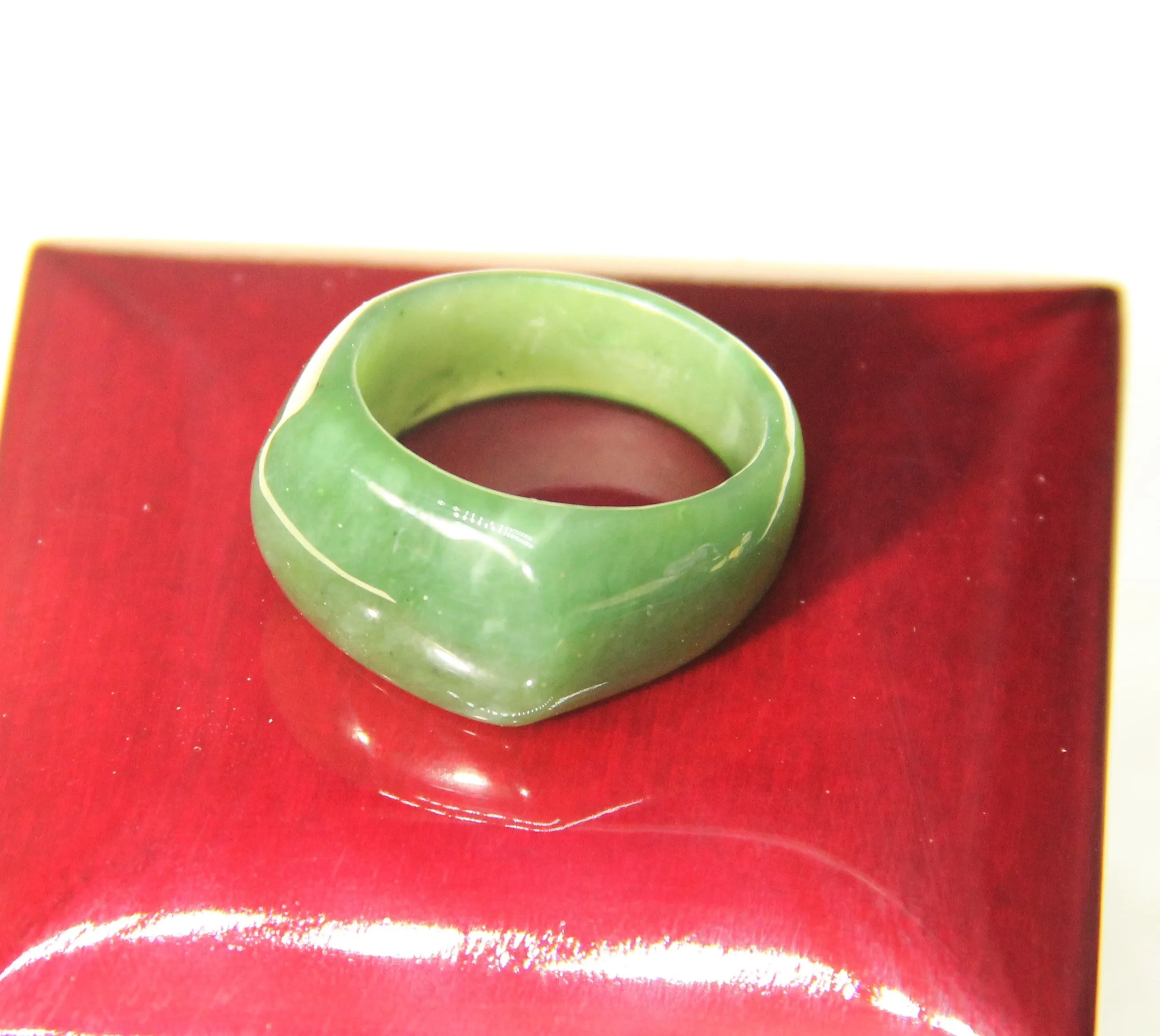 Sz 4.5 Saddle Top Band Jade Ring#1915