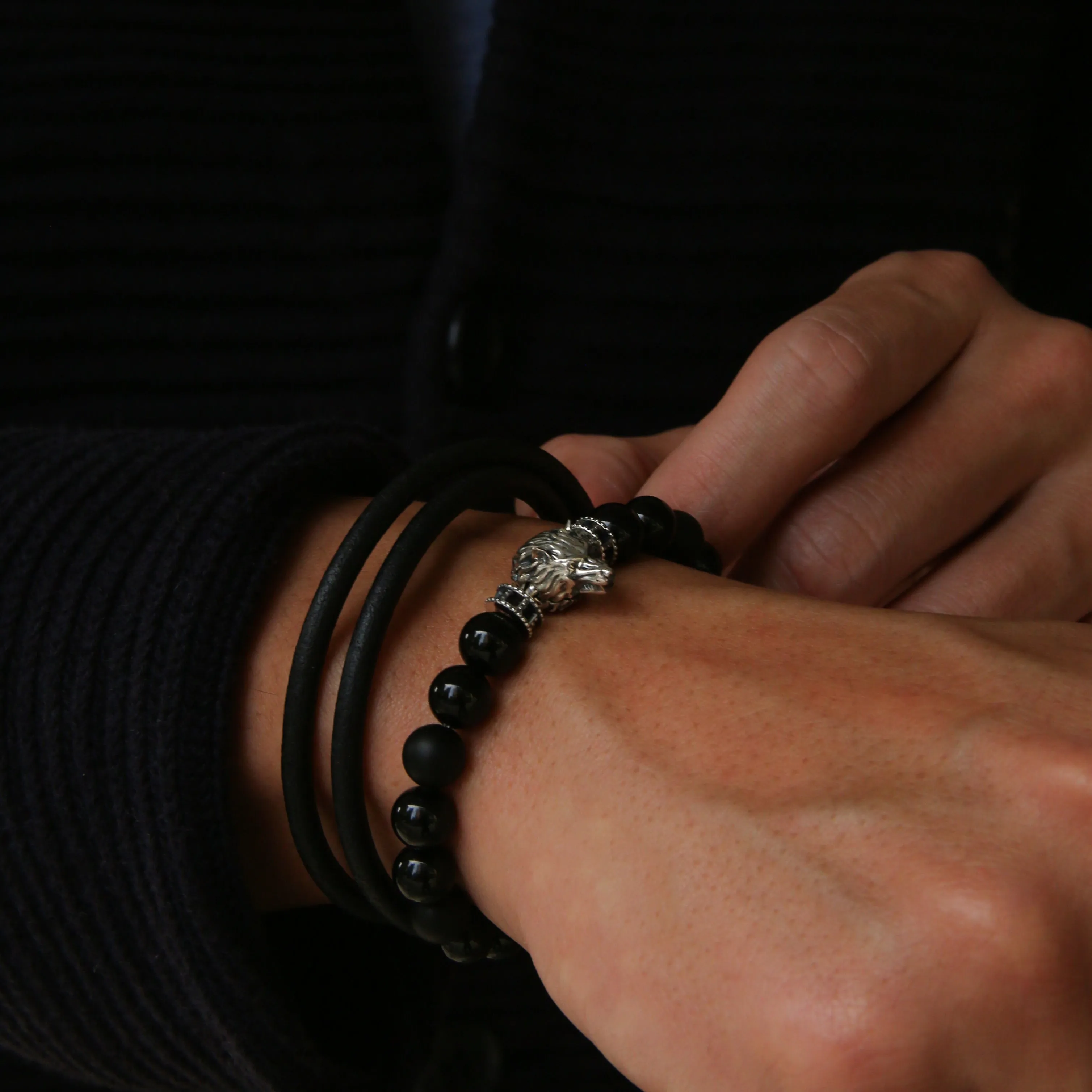 The Shadow Wolf  | Obsidian Wolf Bracelet