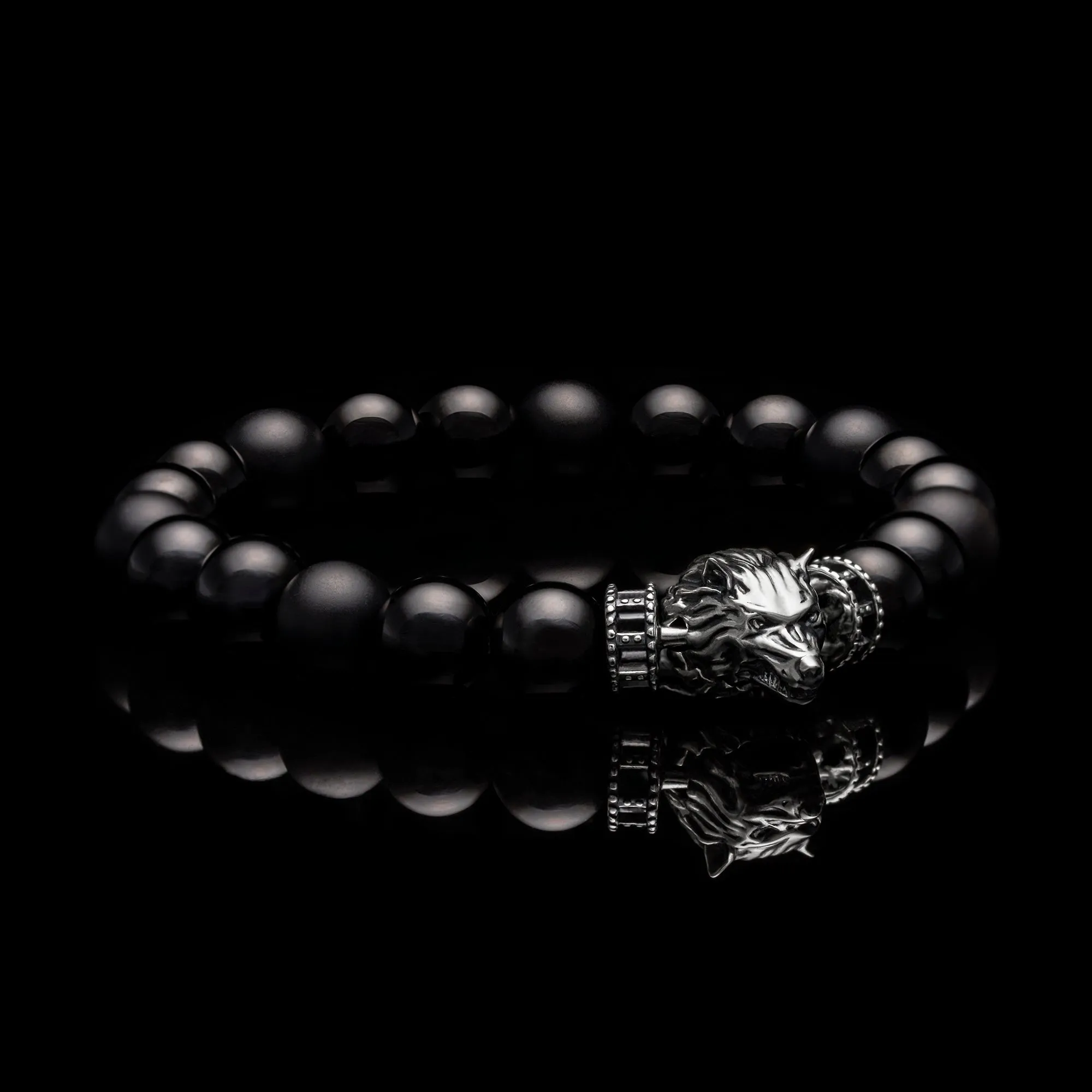 The Shadow Wolf  | Obsidian Wolf Bracelet