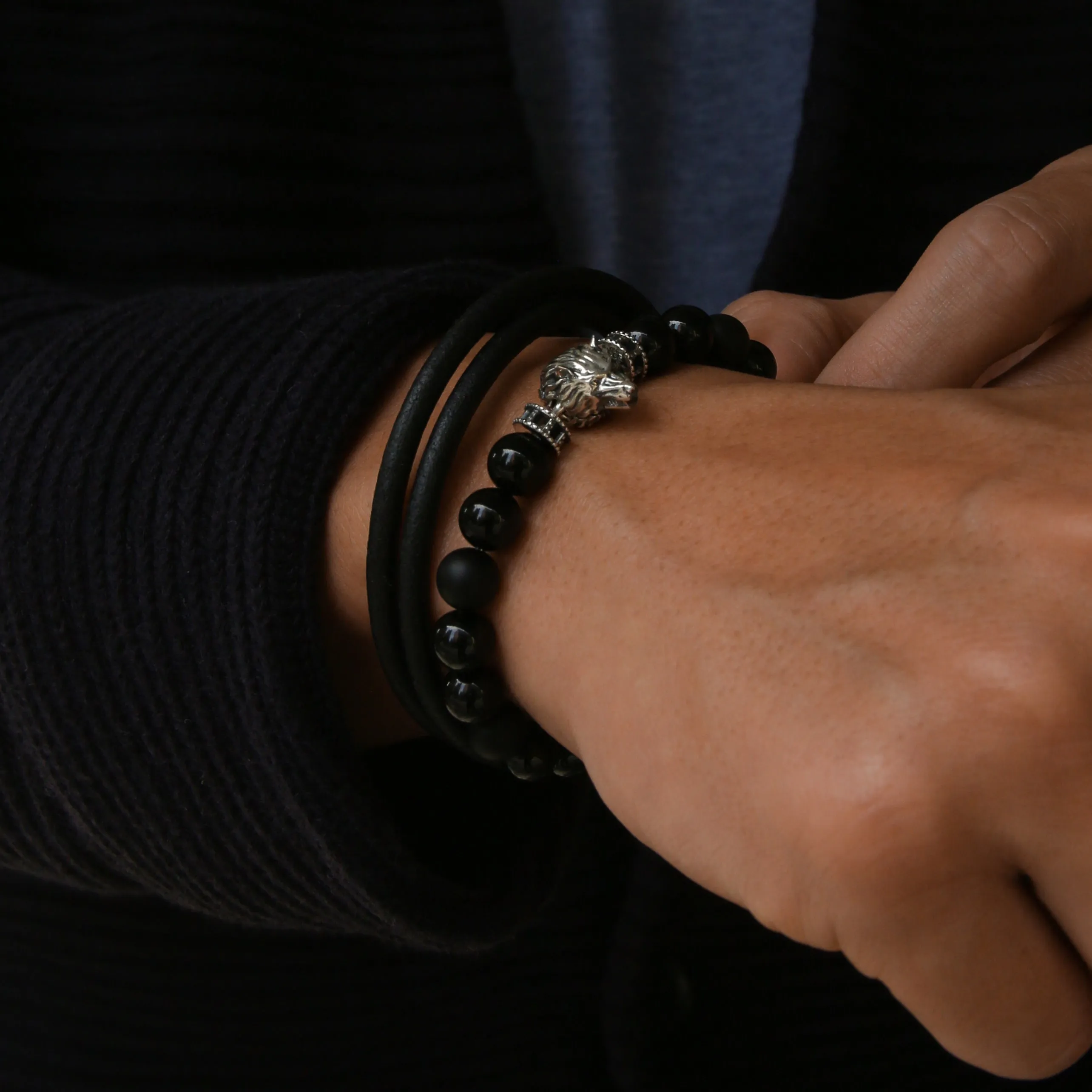 The Shadow Wolf  | Obsidian Wolf Bracelet