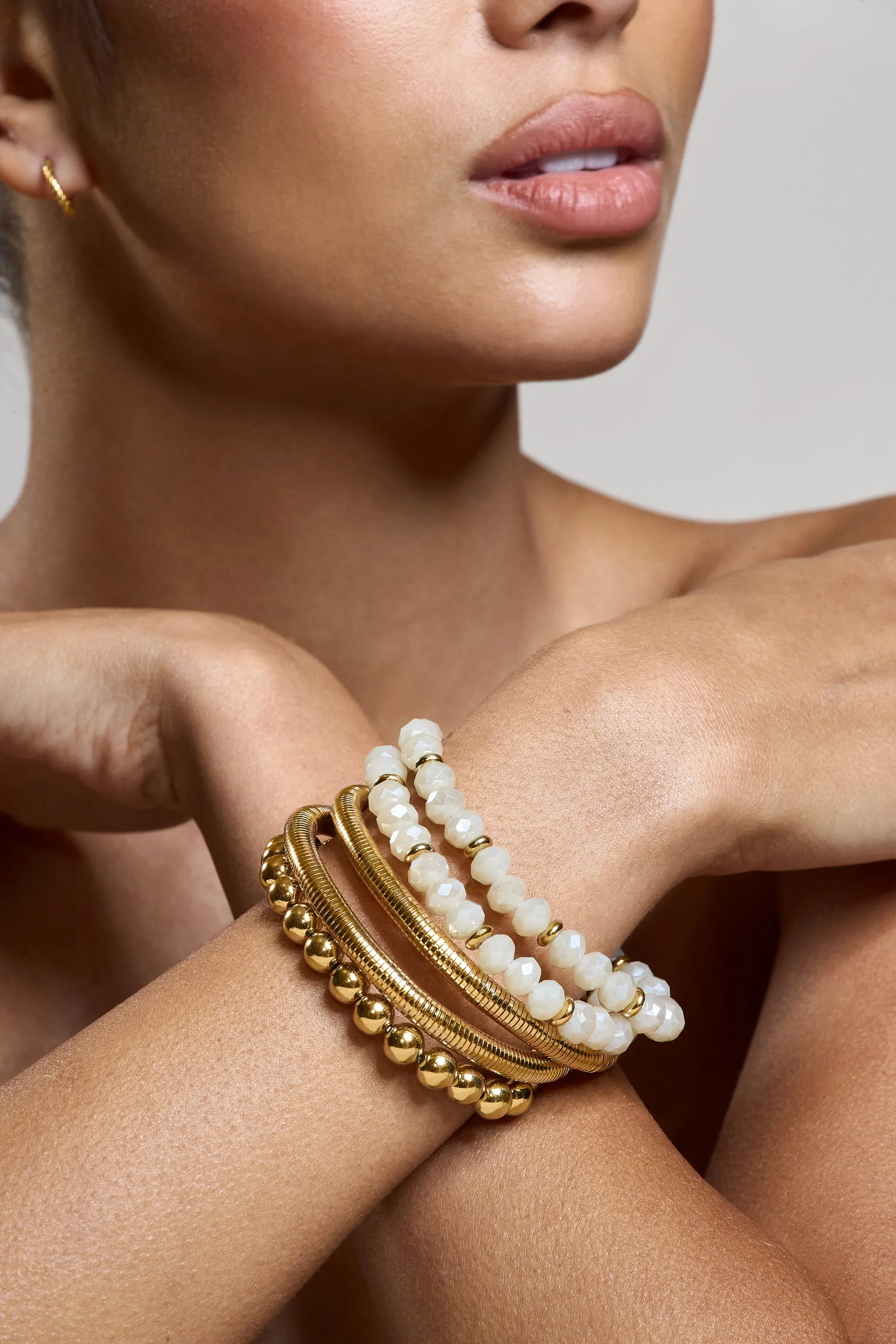 The Sum Of Us | Gold Beaded Bracelet Stack