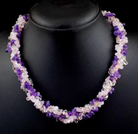 Timeless Amethyst, Rose Quartz & Citrine Gemstone Statement Necklace