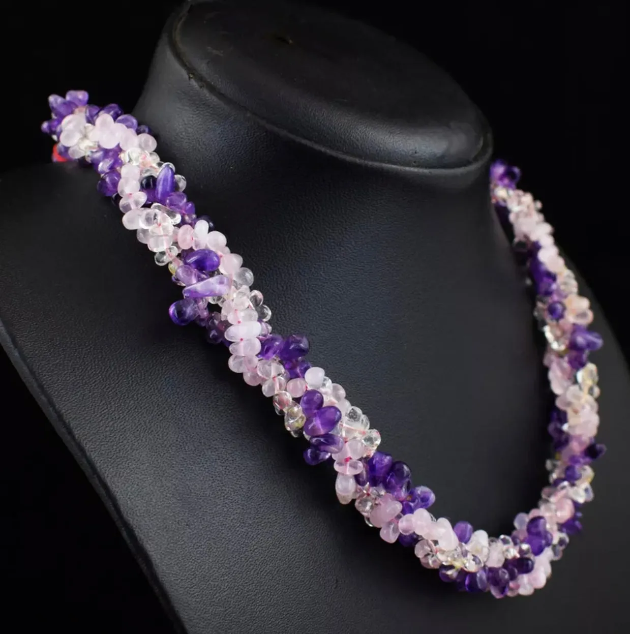 Timeless Amethyst, Rose Quartz & Citrine Gemstone Statement Necklace