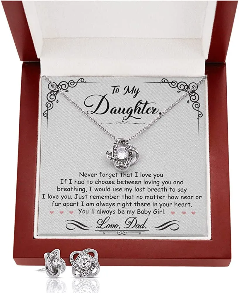 To My Daughter Necklace, Gifts For Daughter From Dad, Love Knot Necklace