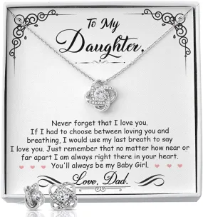 To My Daughter Necklace, Gifts For Daughter From Dad, Love Knot Necklace