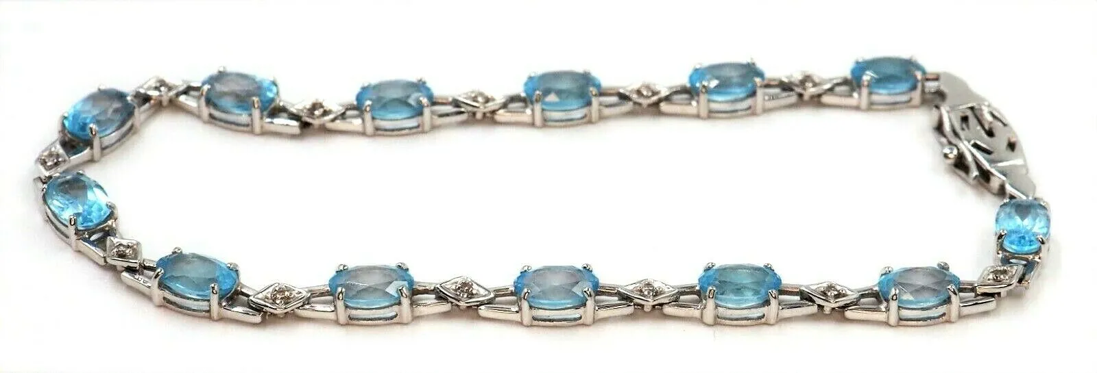 Topaz & Diamond 9ct White Gold Bracelet