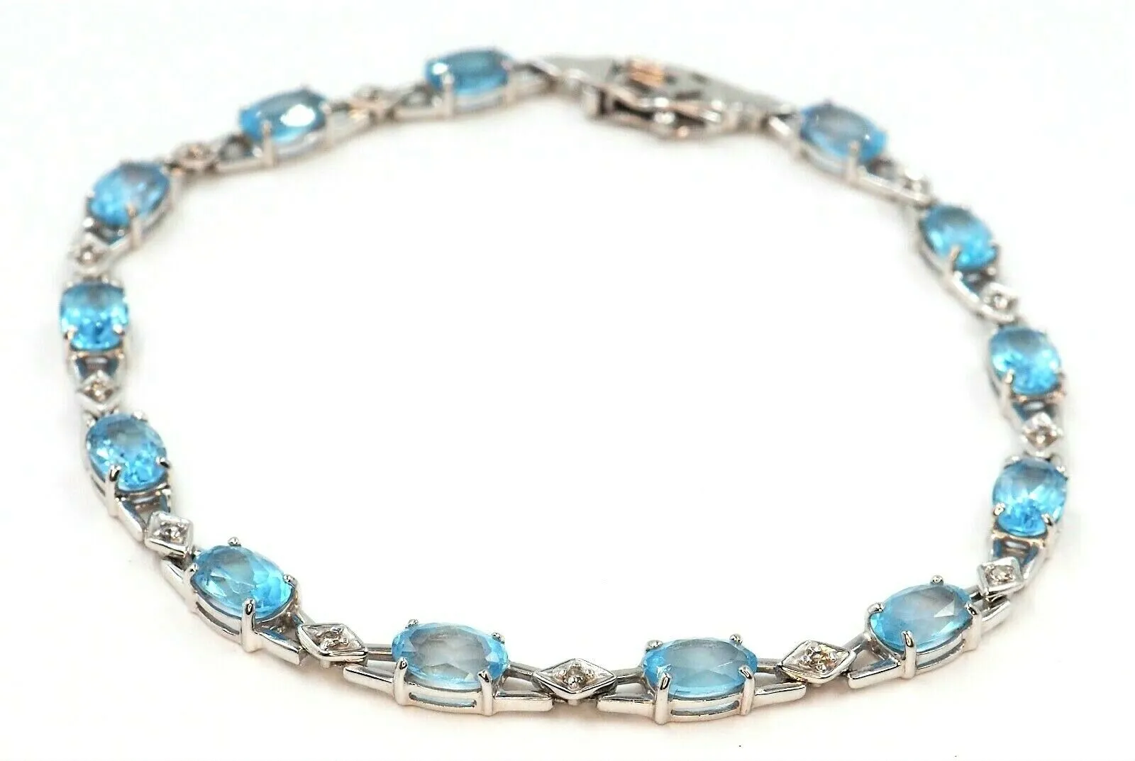 Topaz & Diamond 9ct White Gold Bracelet