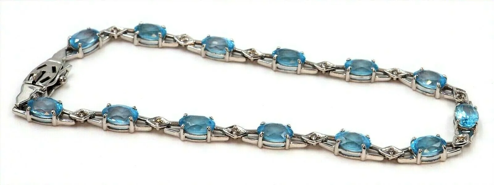 Topaz & Diamond 9ct White Gold Bracelet