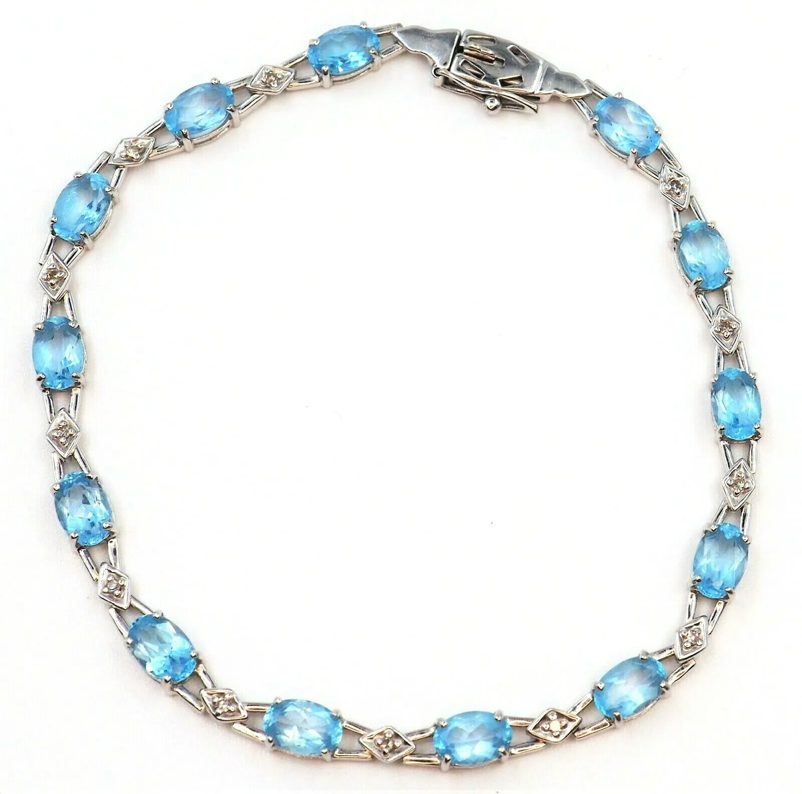 Topaz & Diamond 9ct White Gold Bracelet