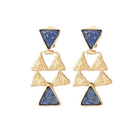 Tri Chandelier Lapis Earrings