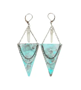 Triangle Chandelier Earrings with Quartz