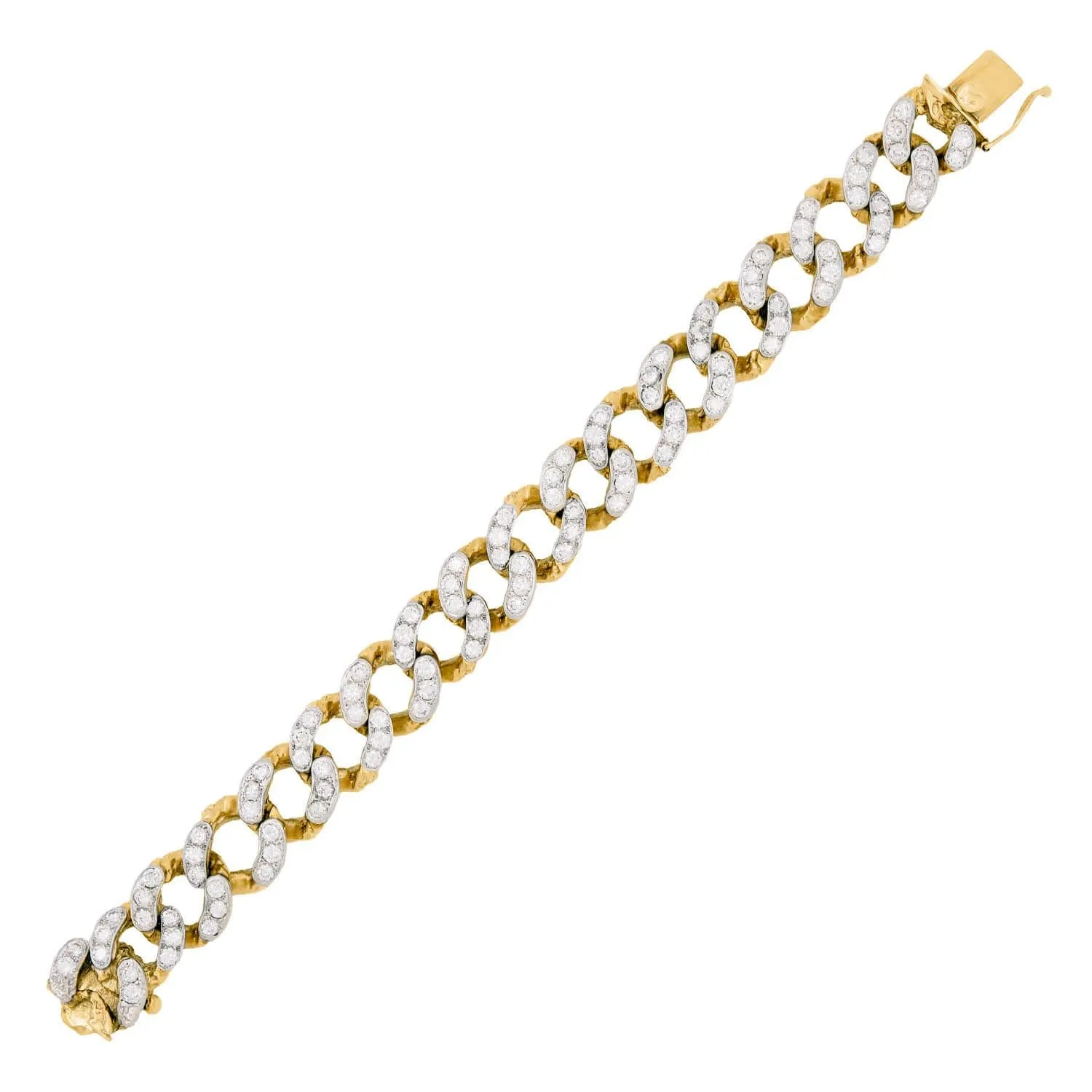 Vintage 14k and Platinum Diamond Cuban Link Bracelet