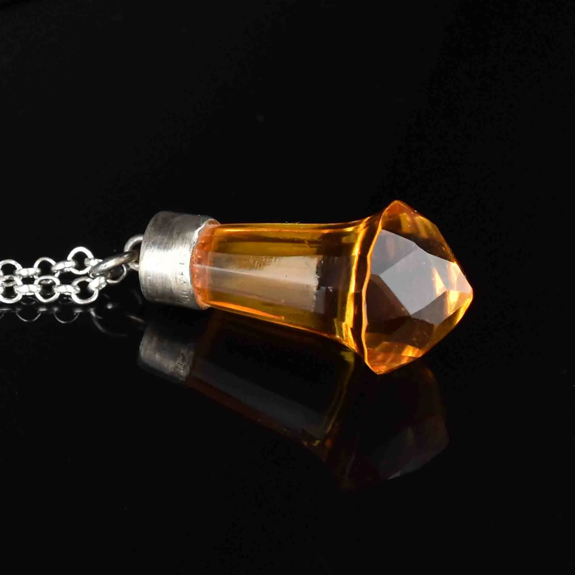 Vintage Citrine Scottish Thistle Pendant Necklace