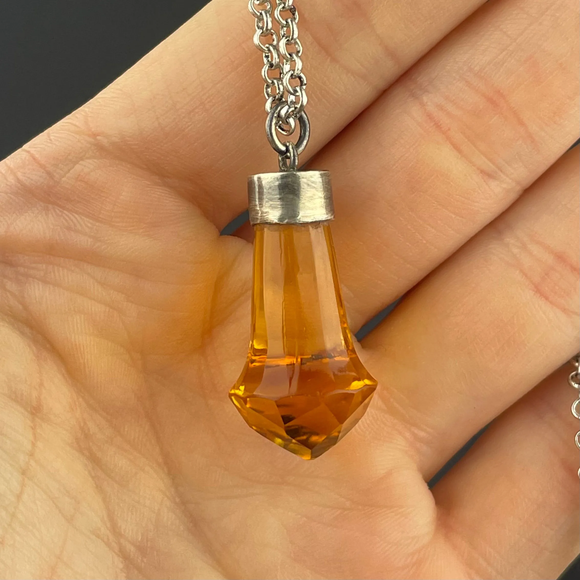 Vintage Citrine Scottish Thistle Pendant Necklace