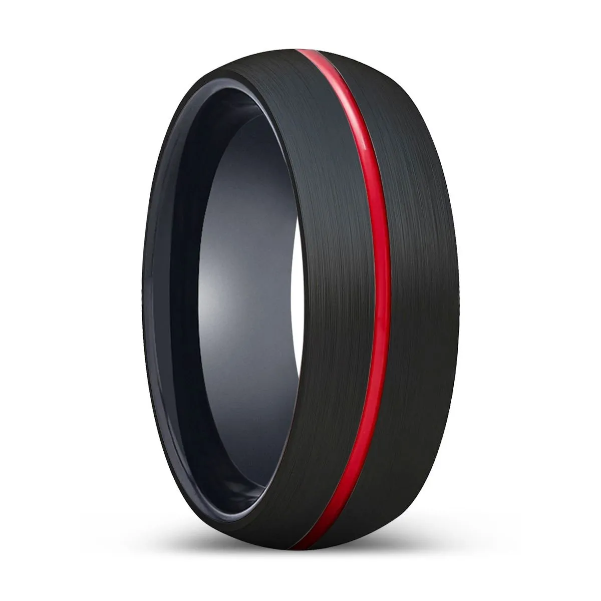 VULTURE | Black Ring, Black Tungsten Ring, Red Groove, Domed