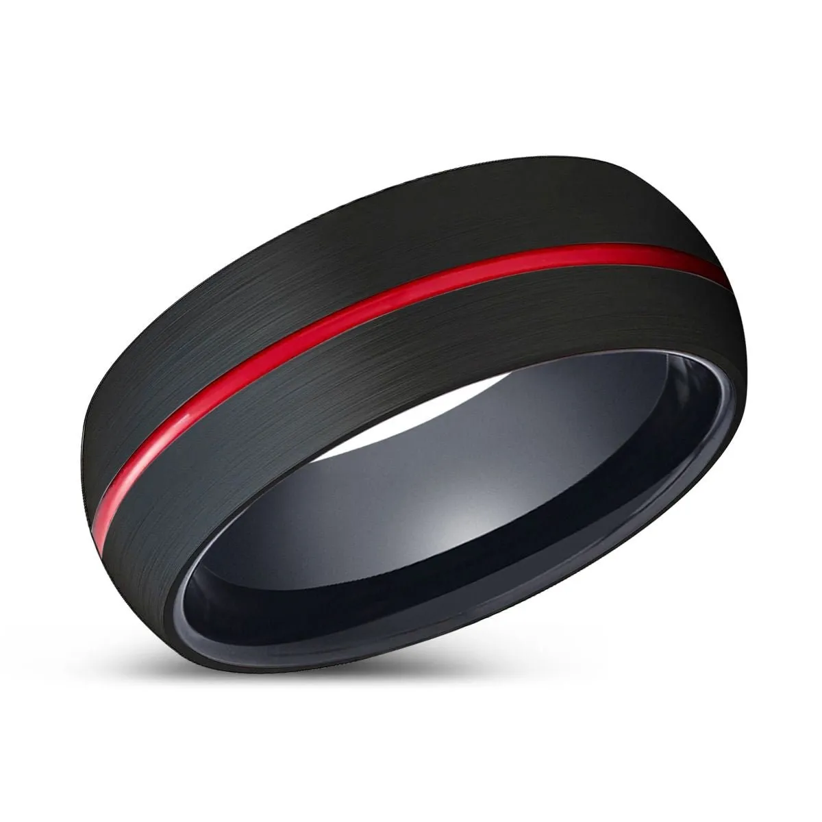 VULTURE | Black Ring, Black Tungsten Ring, Red Groove, Domed