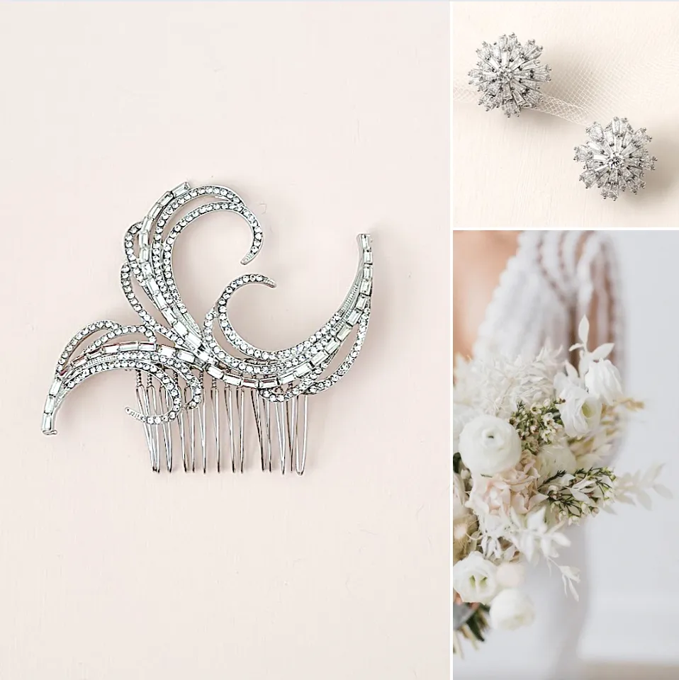 Wavy Cz Hair Comb