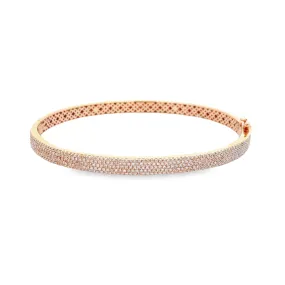 WD1260 Multi Line Pave Diamond Open Bangle Bracelet