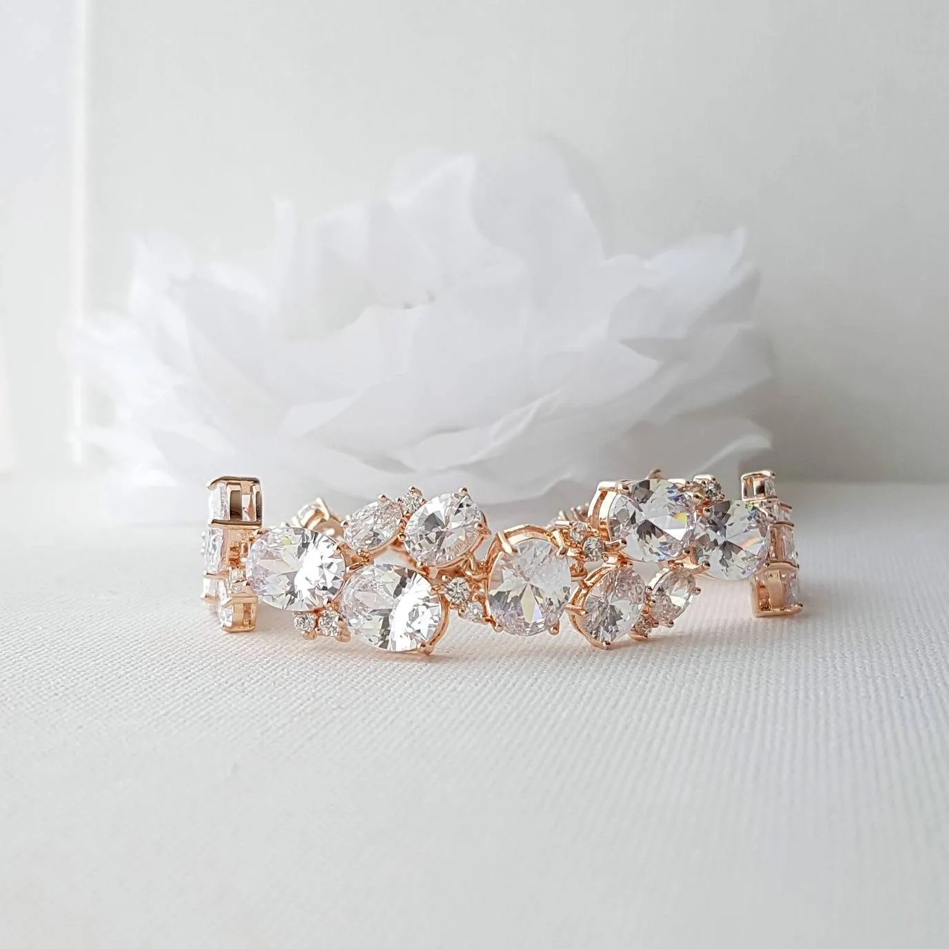 Wedding Crystal Bracelet, Bridal Jewelry, Bridal Bracelet, Rose Gold Bracelet, Gold Wedding Bracelet, Cubic Zirconia Bracelet, Emily