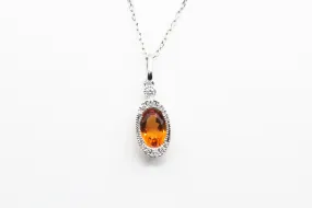 White Gold Citrine Bezel Necklace