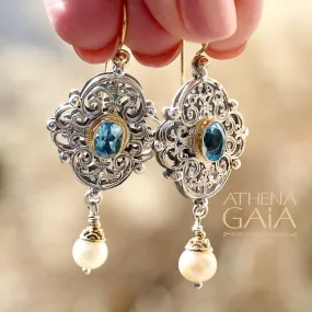 Wide Pearl Drop Chandelier Earrings