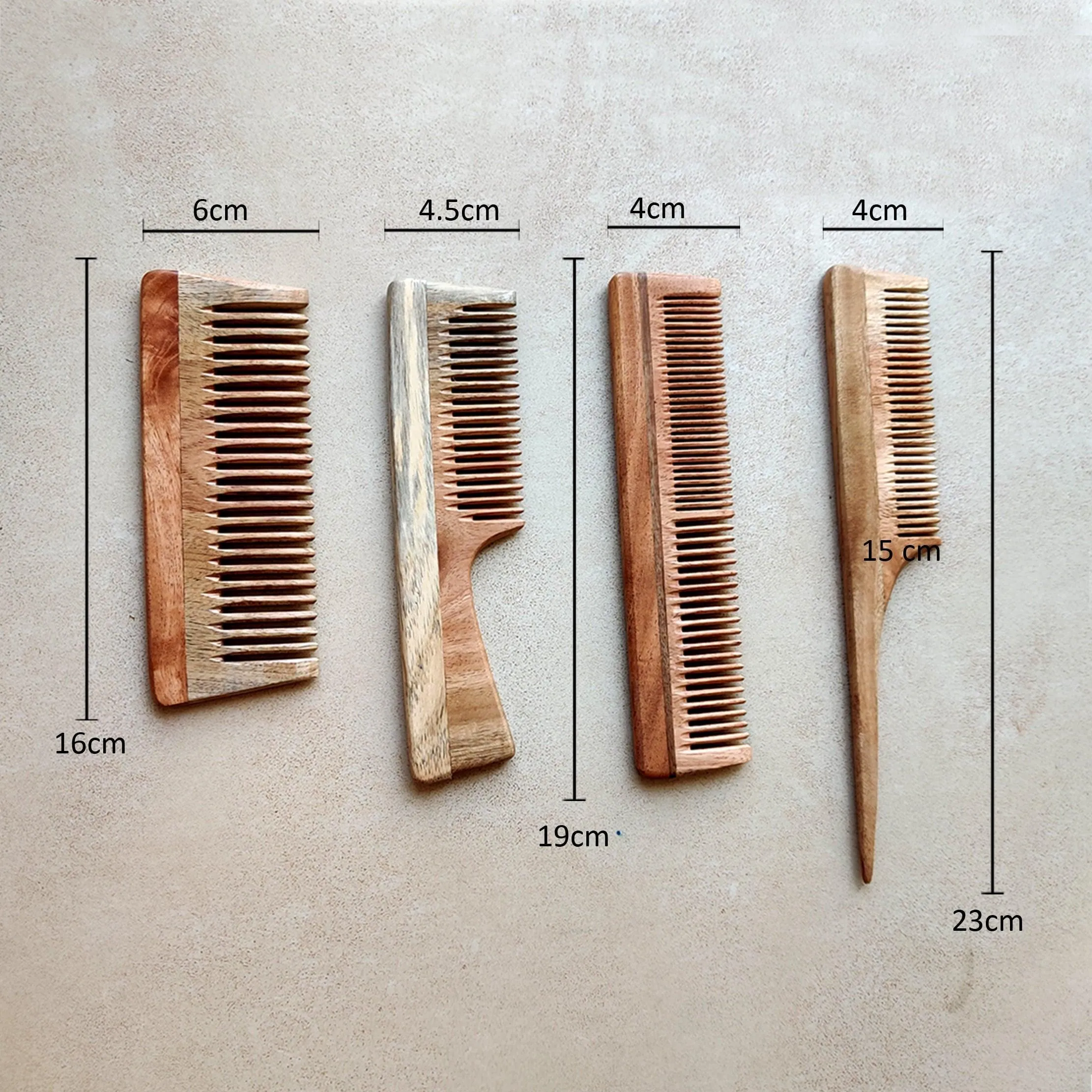 Wooden Comb | Neem Comb for Hair | Set of 4