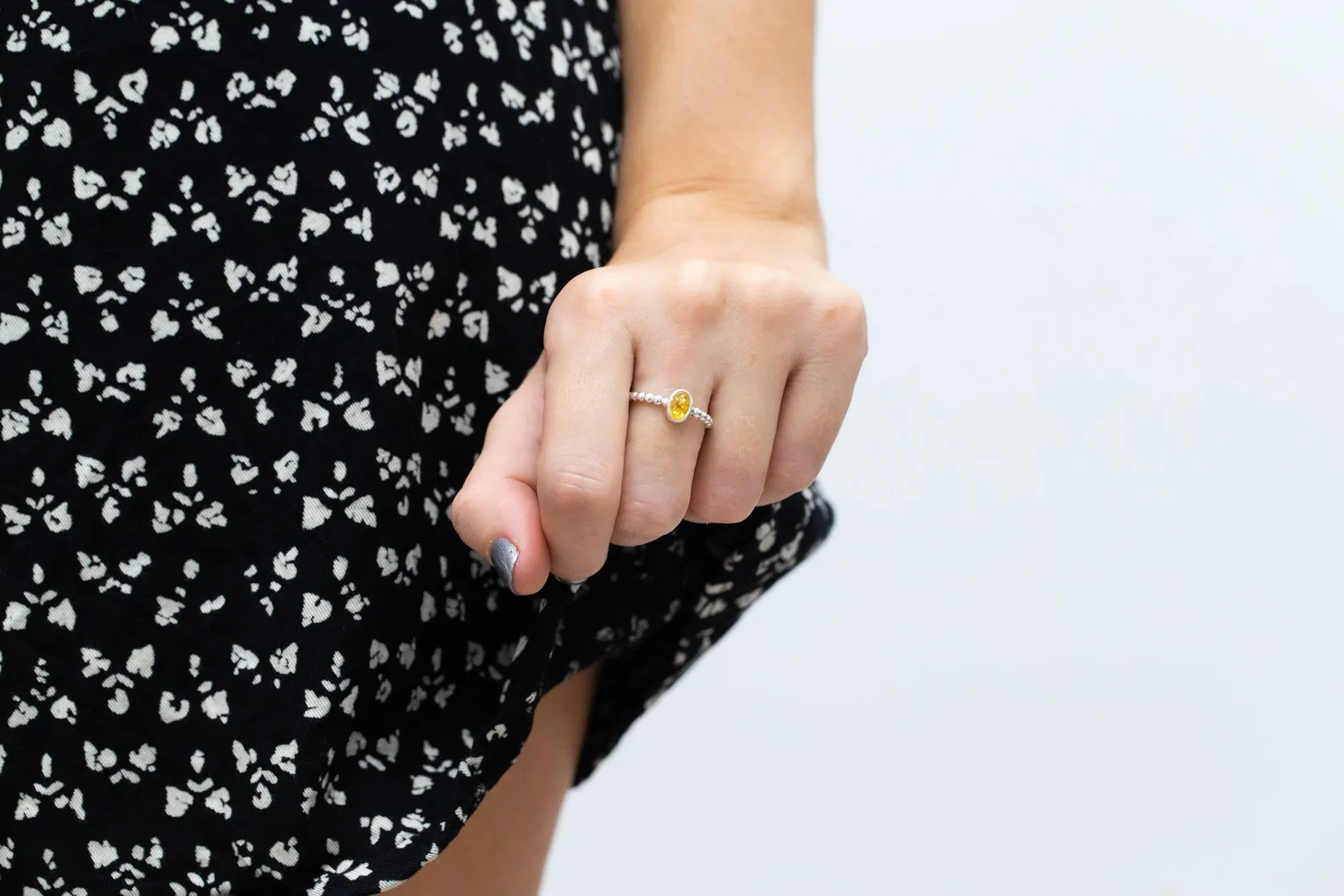 Yellow Amber Bubble Stacking Ring - Minimalist Everyday Wear